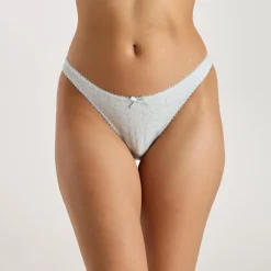 Pointelle Brazilian Briefs - Grey Marl