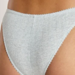 Pointelle Brazilian Briefs - Grey Marl