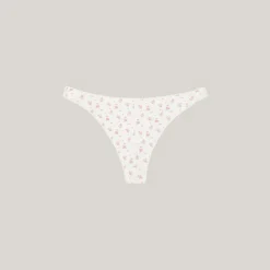 Pointelle Brazilian Briefs - Ivory Floral Print