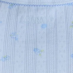Pointelle Fitted Pajama Top - Blue Floral