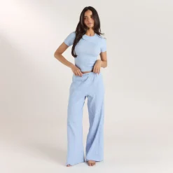 Pointelle Pajama Pants - Blue Floral