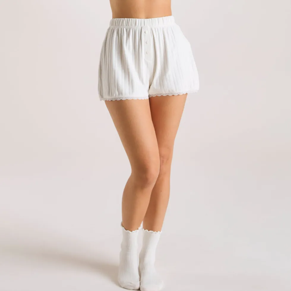 Pointelle Pajama Shorts - Cream