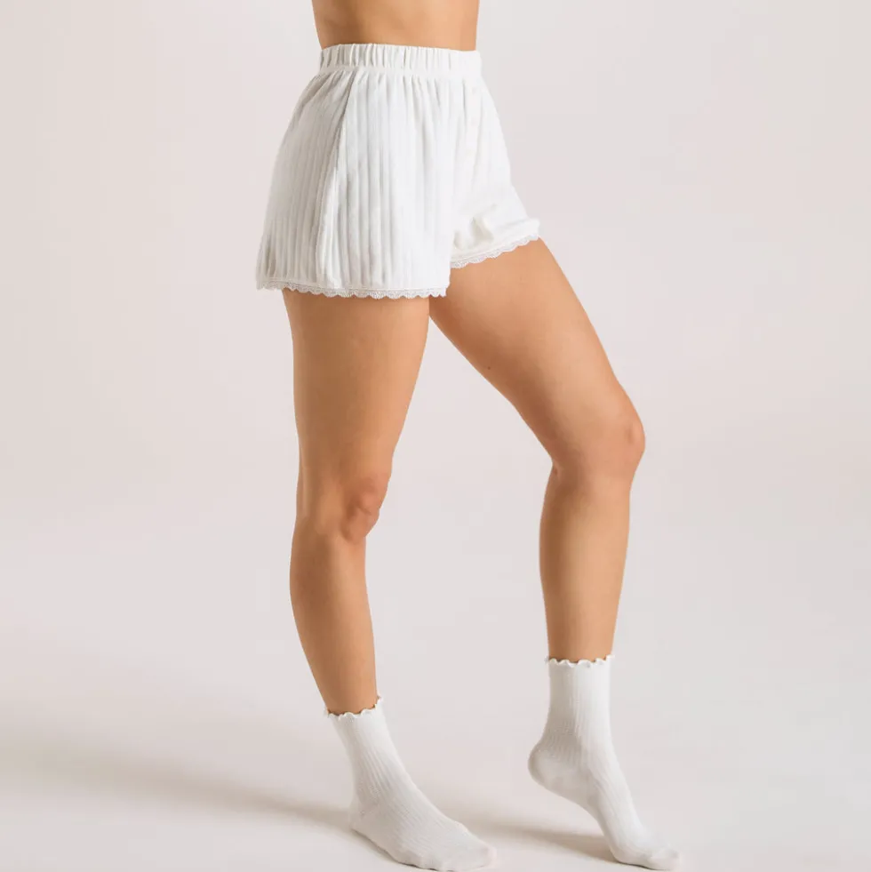 Pointelle Pajama Shorts - Cream