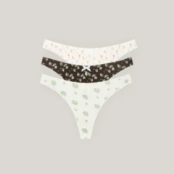 Pointelle Thongs (3-Pack) - Neutral Print