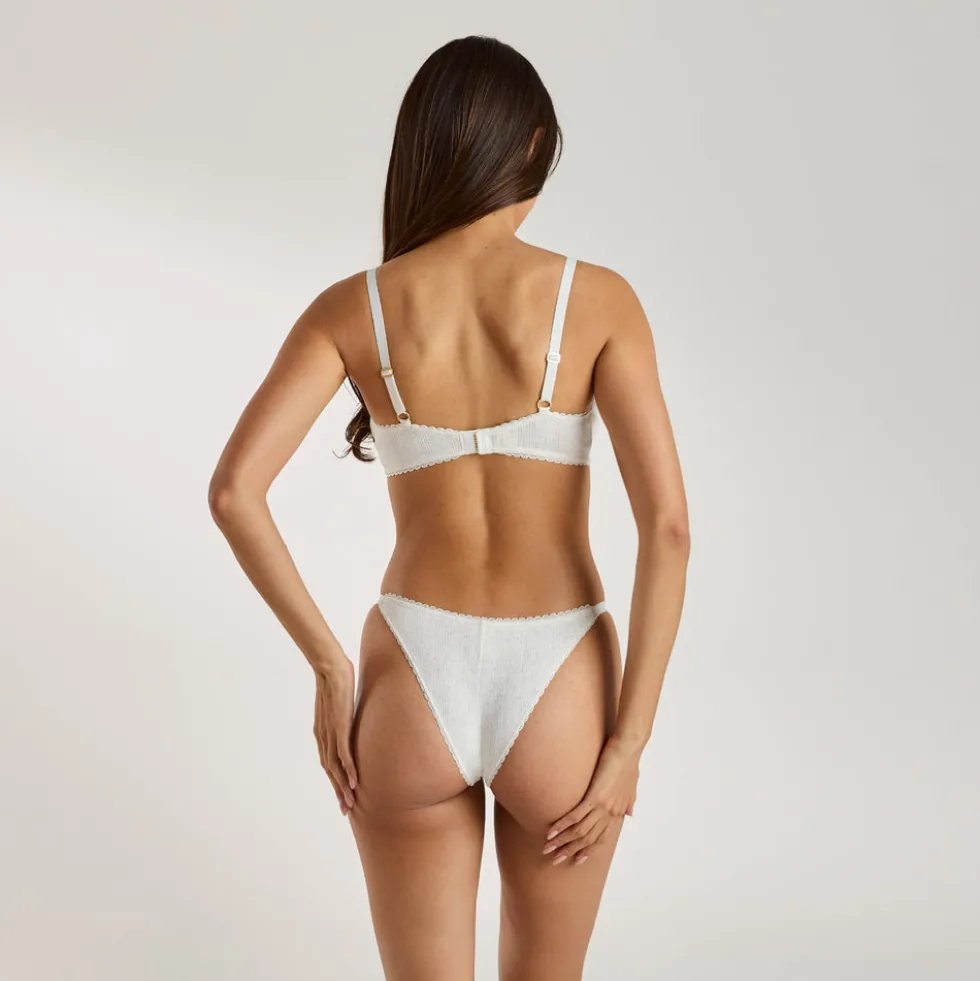 Pointelle Triangle Bralette - Oat Marl
