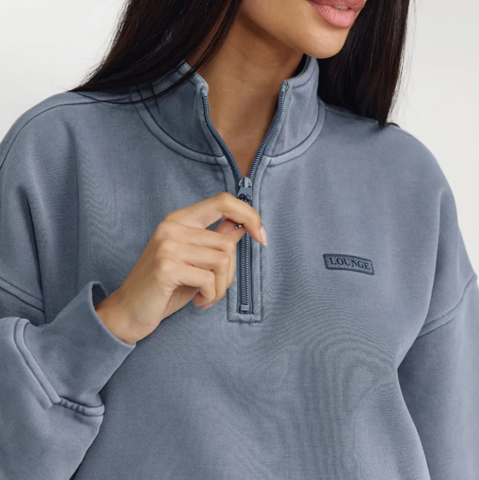 Quarter-Zip Sweater - Washed Blue