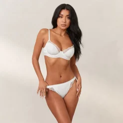Ribbed Balcony Bra - White