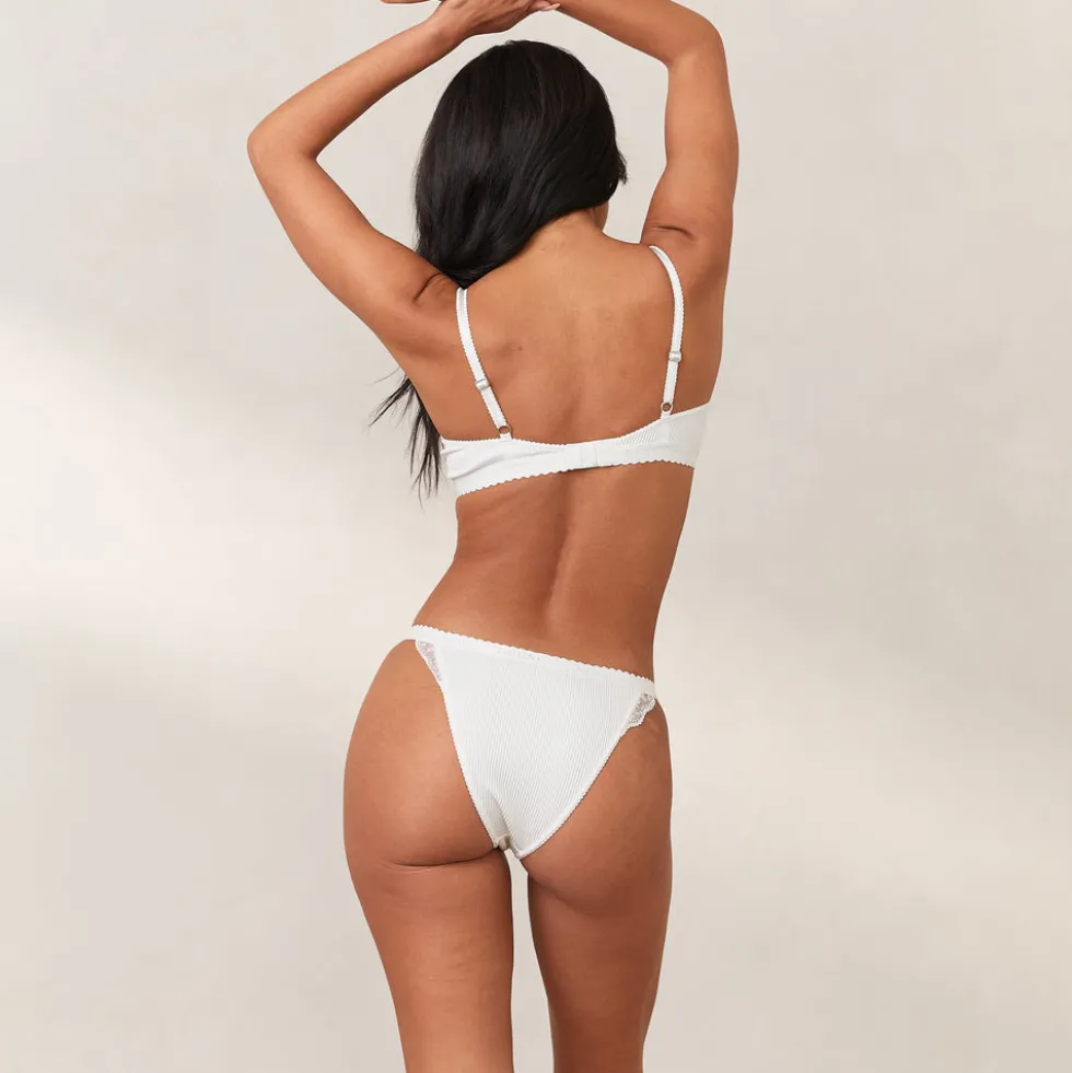 Ribbed Balcony Bra - White