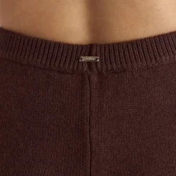 Ribbed Hem Knitted Trousers - Chocolate