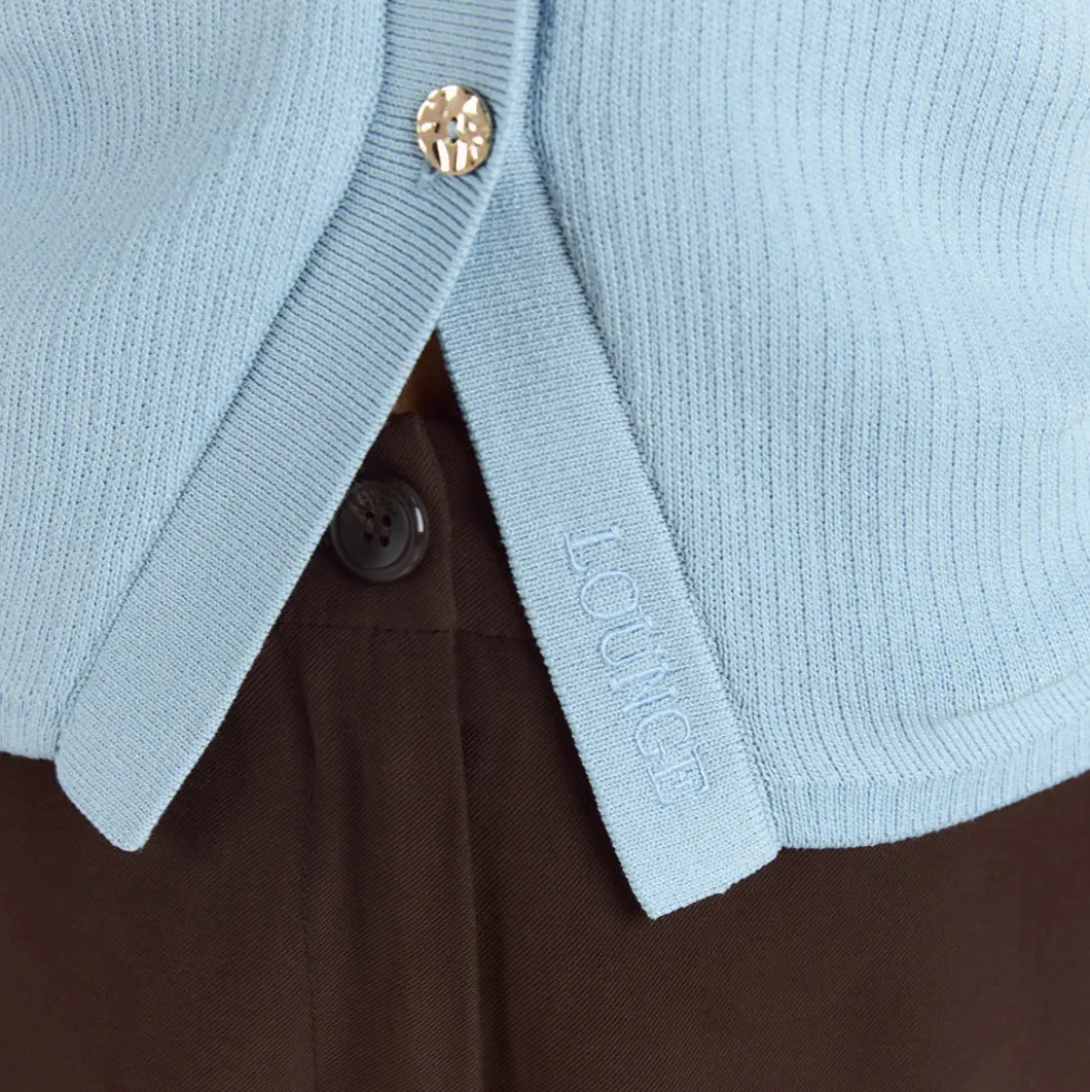 Ribbed Knitted Cardigan - Light Blue