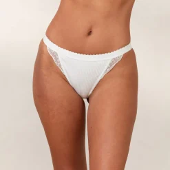 Ribbed Thong - White