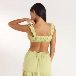 Ruched Bralette (Set) - Washed Lime