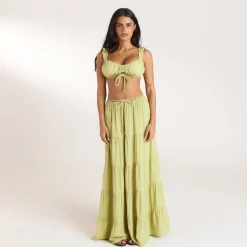 Ruched Bralette (Set) - Washed Lime