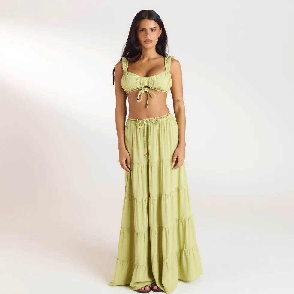 Ruched Bralette (Set) - Washed Lime