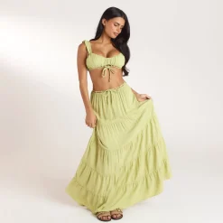 Ruched Bralette (Set) - Washed Lime