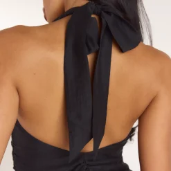 Ruched Tencel Mini Dress - Black