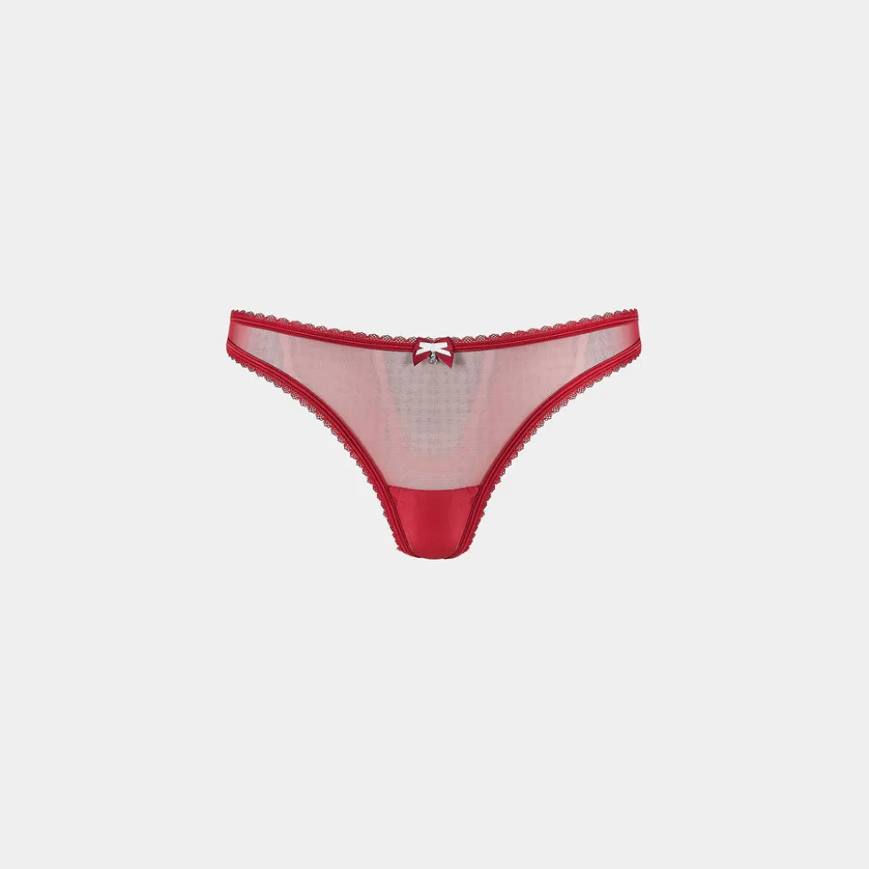 Satin Bow G-String - Red