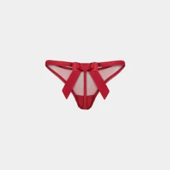 Satin Bow G-String - Red