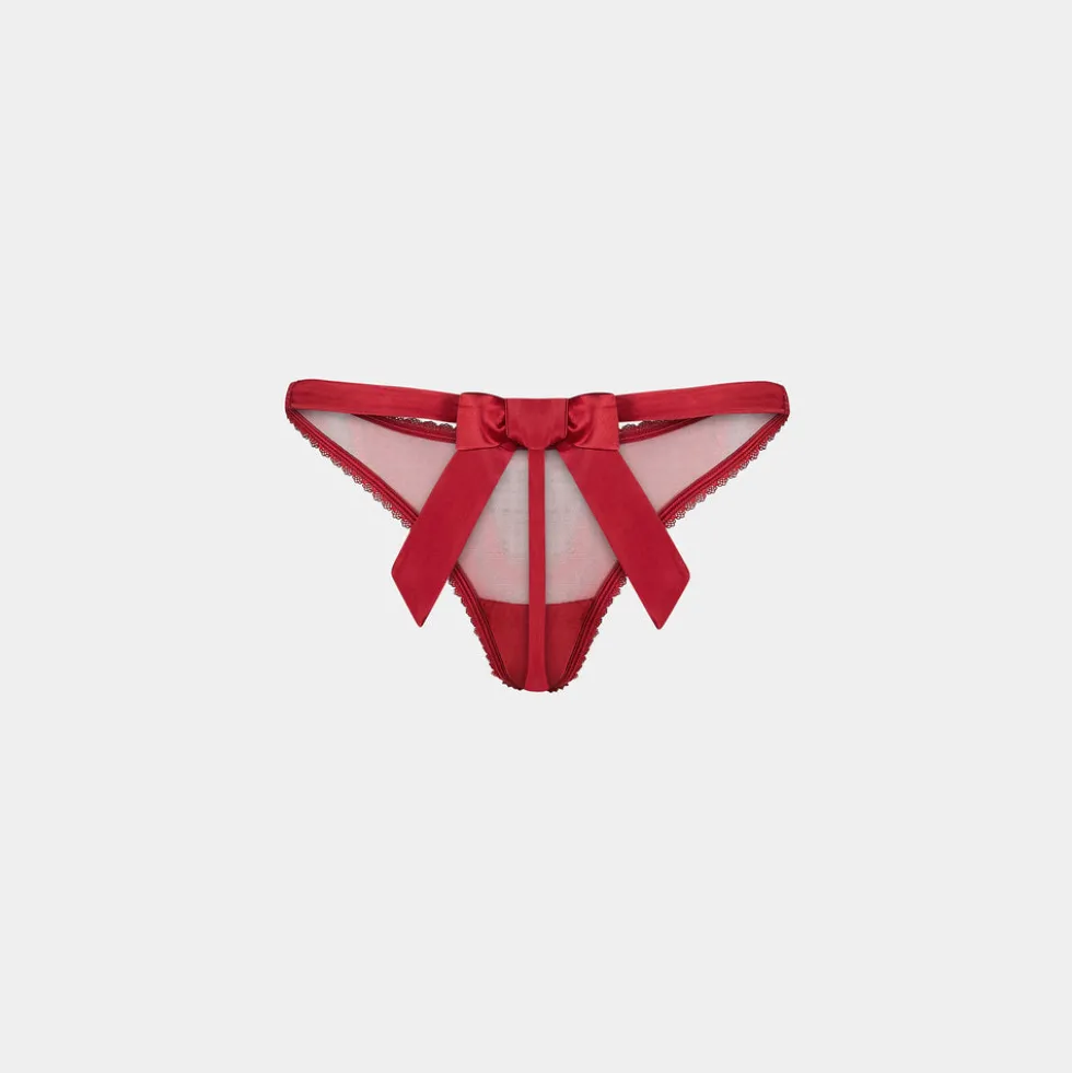 Satin Bow G-String - Red