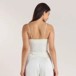 Satin Cowl Neck Cami Top - Cream