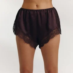 Satin Pajama Shorts - Chocolate