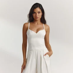 Satin Structured Top - Off White