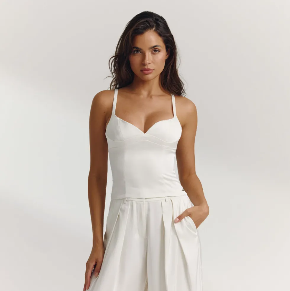 Satin Structured Top - Off White