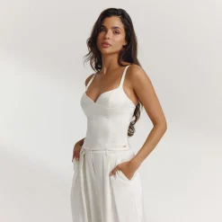 Satin Structured Top - Off White