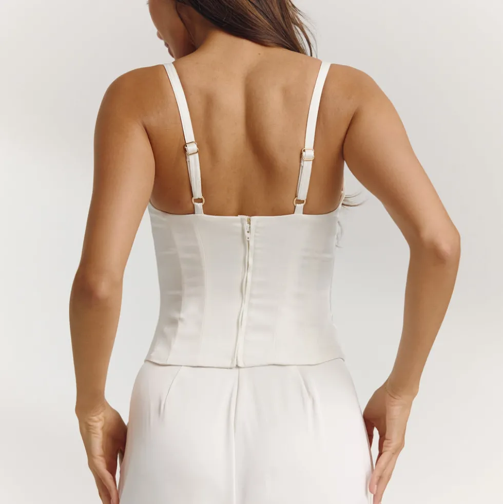 Satin Structured Top - Off White