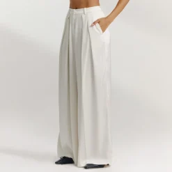 Satin Wide-Leg Pants - Off White