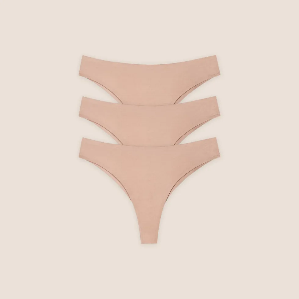 Seamless Bonded Brazilian Briefs (3-Pack) - Honey