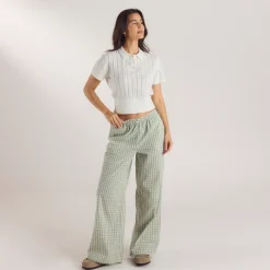 Sheer Knitted Polo Top - Cream