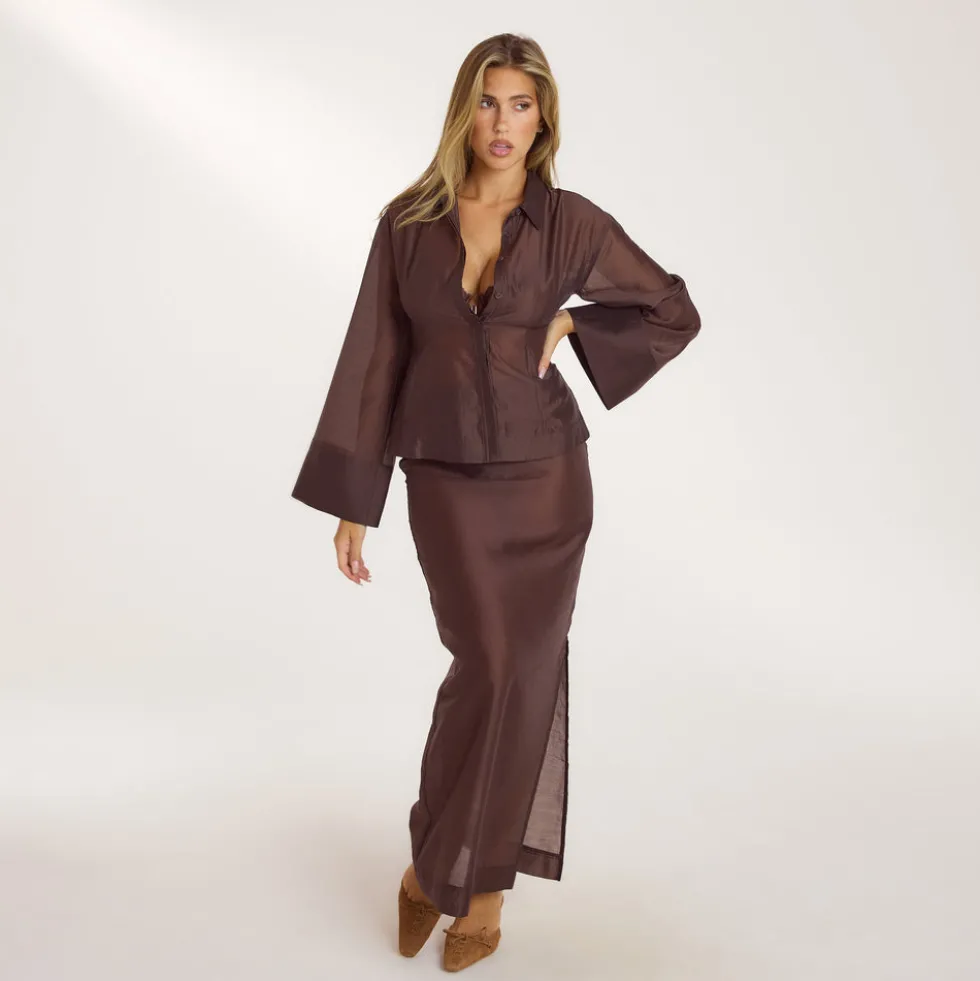 Sheer Maxi Skirt - Chocolate