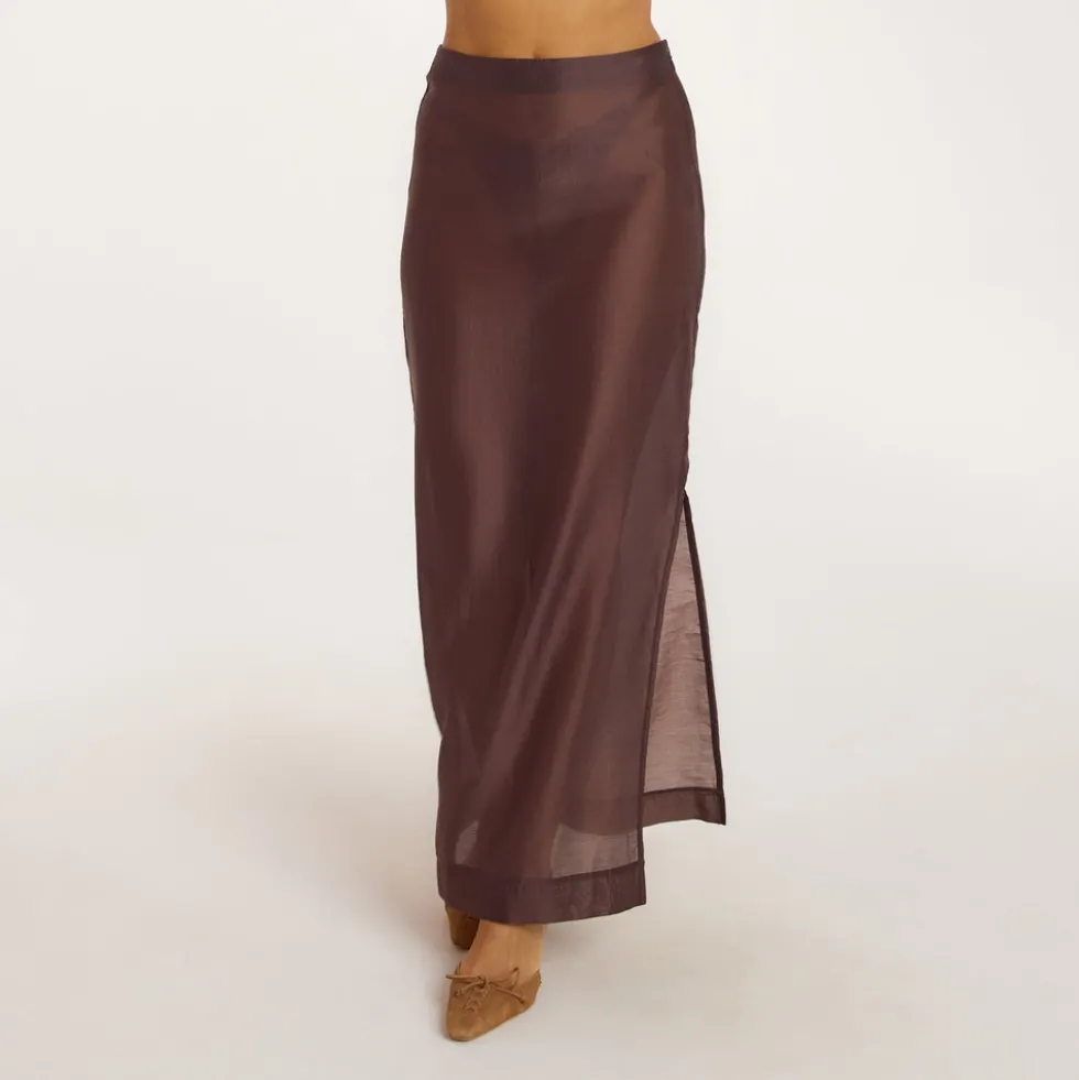 Sheer Maxi Skirt - Chocolate