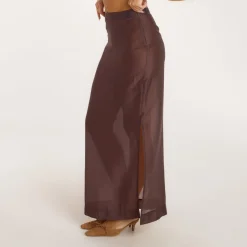 Sheer Maxi Skirt - Chocolate