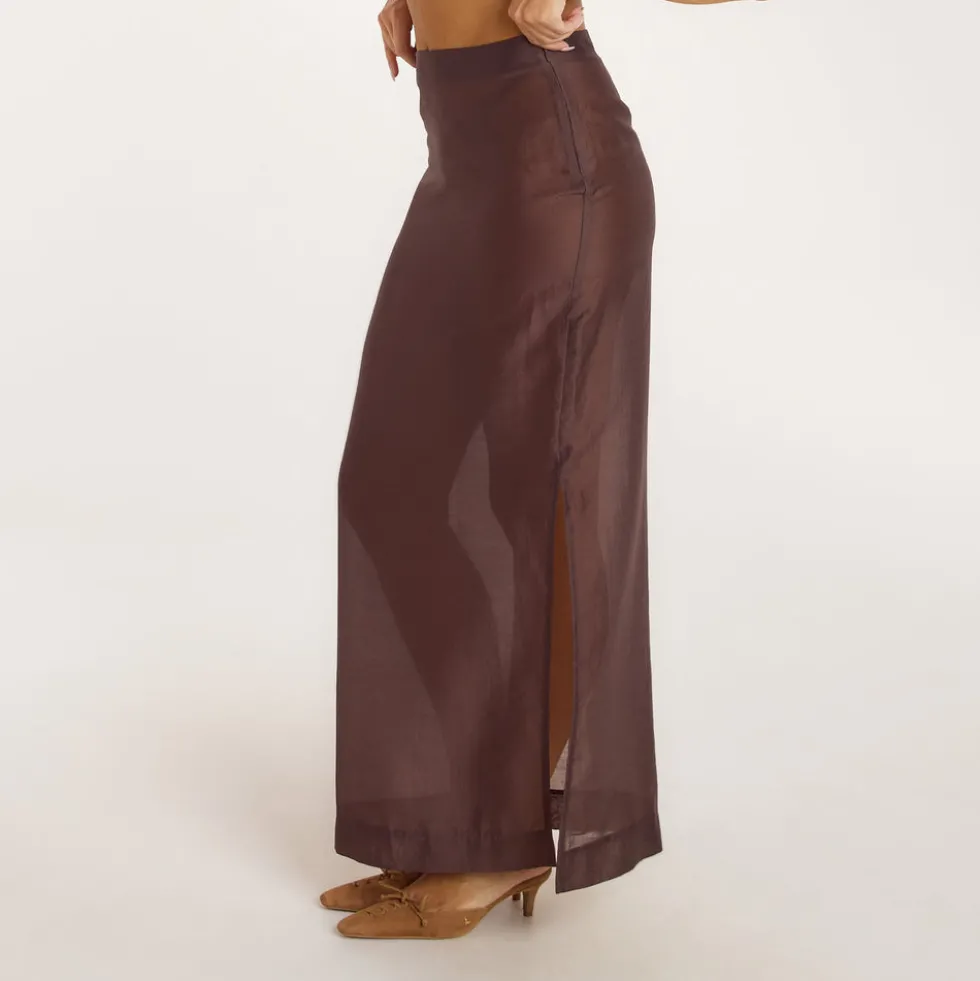 Sheer Maxi Skirt - Chocolate