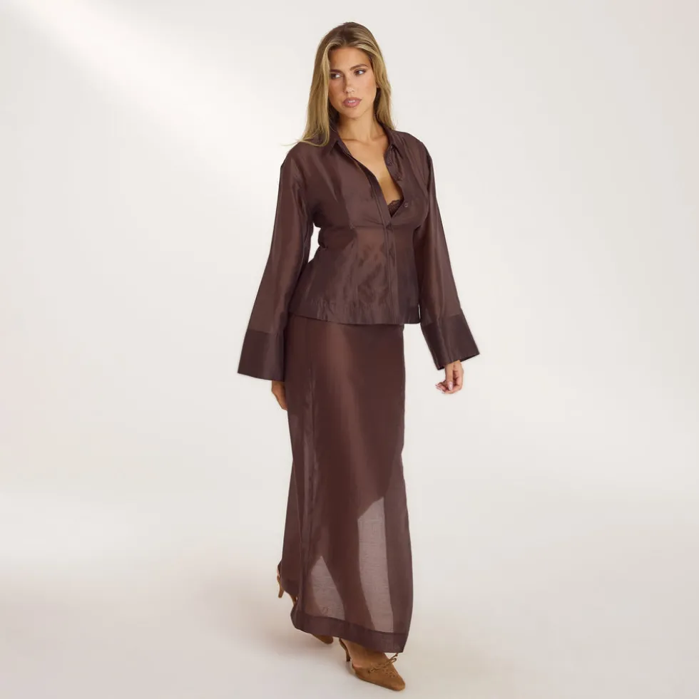 Sheer Maxi Skirt - Chocolate