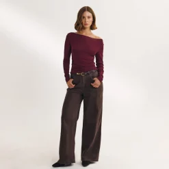 Slash Neck Top - Cherry Lacquer