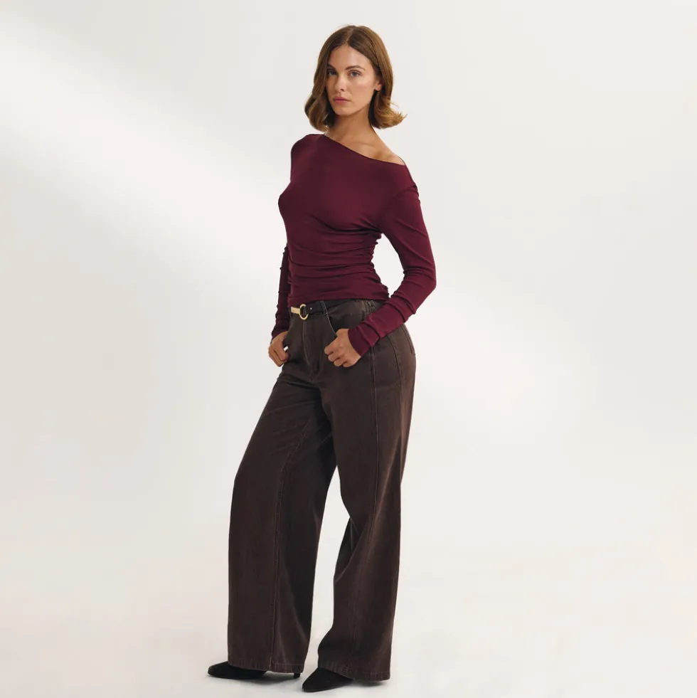 Slash Neck Top - Cherry Lacquer