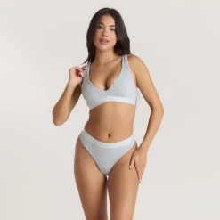 Soft Ribbed Push-Up Bralette - Grey Marl