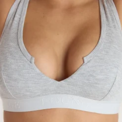 Soft Ribbed Push-Up Bralette - Grey Marl