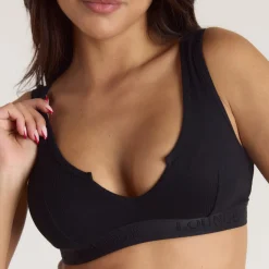 Soft Ribbed Push-Up Bralette - Black