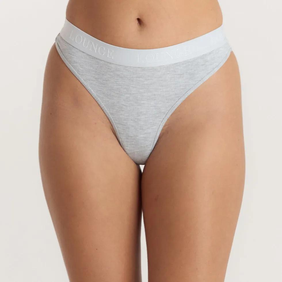 Soft Ribbed Thong - Grey Marl
