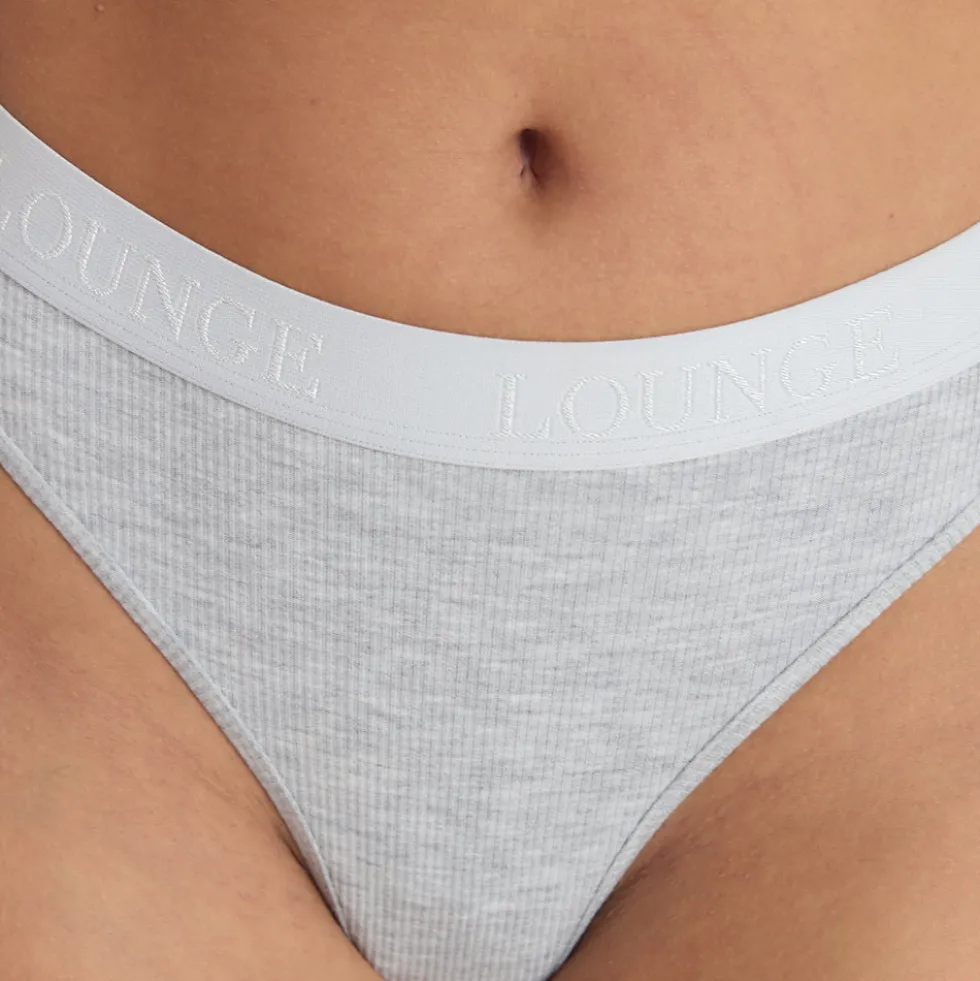 Soft Ribbed Thong - Grey Marl