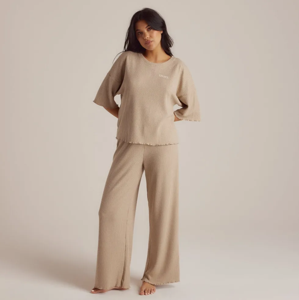 Soft Waffle Pajama Pants - Mink