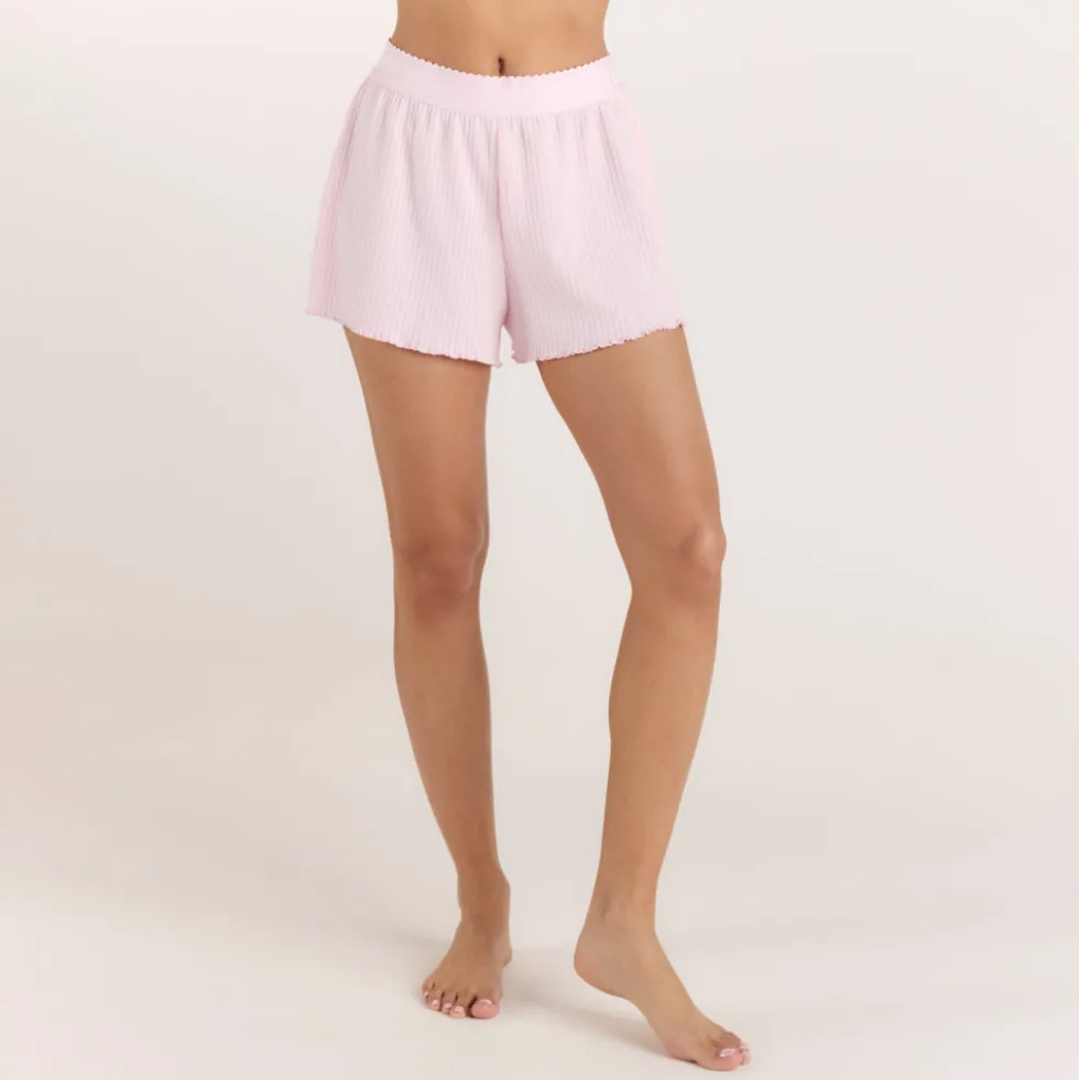 Soft Waffle Pajama Shorts - Pink