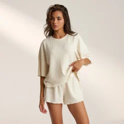 Soft Waffle Pajama Top - Cream