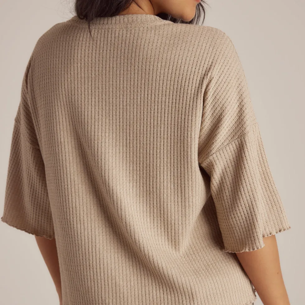 Soft Waffle Pajama Top - Mink