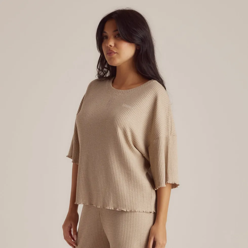 Soft Waffle Pajama Top - Mink