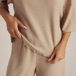 Soft Waffle Pajama Top - Mink